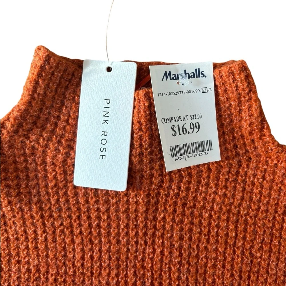 NWT Pink Rose Mock Neck Sweater - Picture 3 of 5